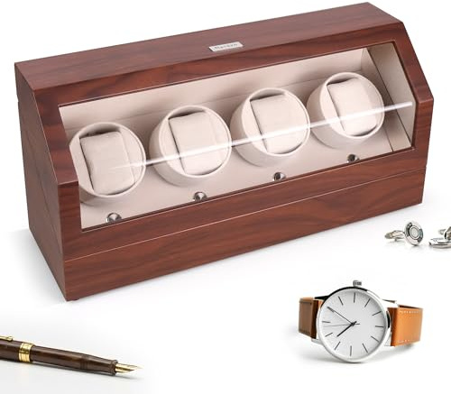 Heiden Watch Winders 4 Watch Winder, Quad Watch Winders for Rolex - Quiet Japanese Motor - No Magnets - Quad Watch Winder for Automatic Watches Rolex