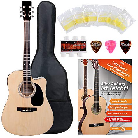 Classic Cantabile WS-10NAT-CE Guitarra Western Dreadnought Cutaway, 6 cuerdas, 20 trastes, con pickup. Incluye accesorios, funda, cuaderno, cuerdas y púas. Color natural.
