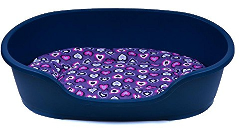 adena Hundekorb 81 x 54 cm blau + Kissen Herzen lila