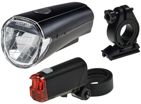 ChiliTec LED Fahrradleuchten Set I StVZO zugelassen 30Lux I Frontstrahler Rücklicht I Batteriebetrieb, wetterfest