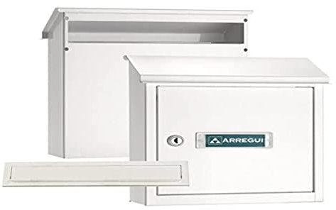 ARREGUI V4031 Pack Bouche d'entrée + Boîte aux lettre en acier pour porte, mur et portail, Fente de 23 x 3 cm, Taille S (Courrier A5) Résistant aux intempéries, Installation facile, Blanc