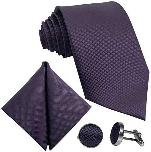 GASSANI - Corbata - Cuadrados - para hombre Morado Purple - LILA VIOLETT FLIEDER Dunkel