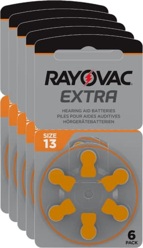 4 x Rayovac Type 13 Hearing Aid Batteries (6 Pack) + 1 Pack Free!
