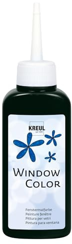 KREUL 42723 - Window Color schwarz 80 ml, Fenstermalfarbe auf Wasserbasis, mit strukturierter Oberfläche, für Glas, Spiegel, Fliesen und andere glatte Flächen