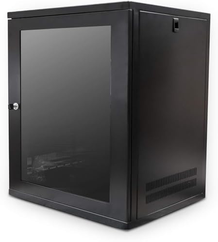 Dynamode 12U 550mm Deep Data Cabinet, Wall Mounted, 19 Rackmount (550x550x600mm), Wall Enclosures Cabinet for SMA Applications, Mount Rack, IT Data Network Equipment with Management & Lock.
