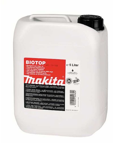 Huiles pour chaînes tronçonneuses Biotop, bio dégradable 5l/Qté:1 / Nbre par Carton:4 / Nbre par palette:128 Makita 980008611