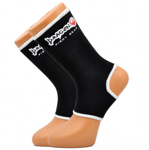 Dragon Do 41280 Knöchelschützer für Kickboxen Muay Thai Elastische Sprunggelenkbandage für Kampfsport, MMA Boxen Knöchelunterstützung für Herren Damen (1 Paar) (Schwarz, M)