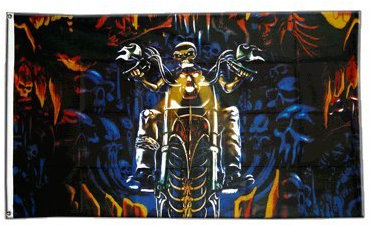 Flaggenfritze Flagge Totenkopf Hell Biker Höllenreiter - 90 x 150 cm