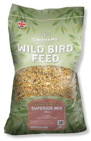 Copdock Mill Wild Bird Seed Superior Mix 20kg - All Year-Round Bird Seeds for Small Garden Birds - 100% Natural Nutritional Feed with Black Sunflower and Nyjer Seeds
