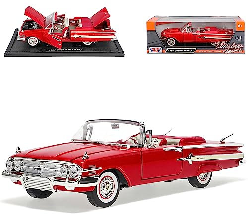 Motormax Chevrolet Chevy Impala Rot 1960 Cabrio Oldtimer 1/18 Modell Auto mit individiuellem Wunschkennzeichen