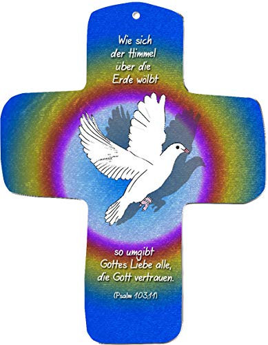 metALUm Kleines Kinderkreuz aus MDF Glaube, Hoffnung, Liebe, Geschenk zur Kommunion, Konfirmation und Taufe, für Jungen und Mädchen