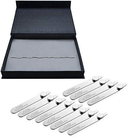 12 Magnetic Collar Stays/Stiffeners with Magnets Presented in a Leather Case Box