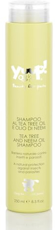 YUUP! - Shampoo per Cani e Gatti al Tea Tree Oil e Olio di Neem, 250 ml, azione repulsiva nei confronti di zanzare, tafani, zecche, mosche e pulci
