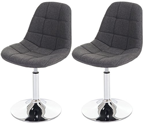Mendler 2er-Set Esszimmerstuhl HWC-A60, Chrom - Textil hellgrau | Stuhl, Drehstuhl