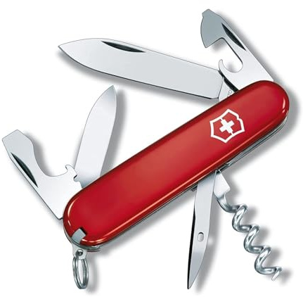 Victorinox Tourist Couteau de Poche Suisse, Léger, Multitool, 12 Fonctions, Ouvre Boite, Tire Bouchon, Rouge