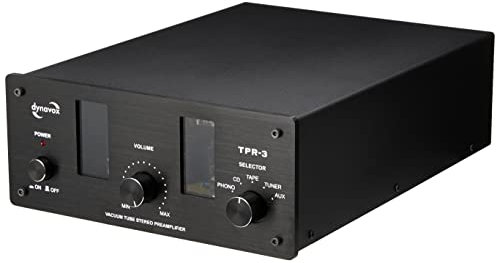 Dynavox Röhrenvorstufe TPR-3, Vorverstärker mit Röhren, 5 Cinch-Eingänge inkl. Phono-Eingang für Plattenspieler mit MM- und MC-Umschaltung, schwarz
