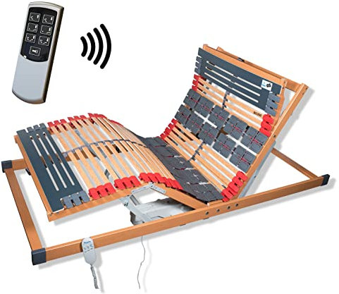 FMP | 7 Zonen Teller Lattenrost Rhodos EL | Komfort | 90x200 cm | Kopf- und Fußteil elektrisch verstellbar | Funkfernbedienung | fertig montiert | elektrische Lattenroste