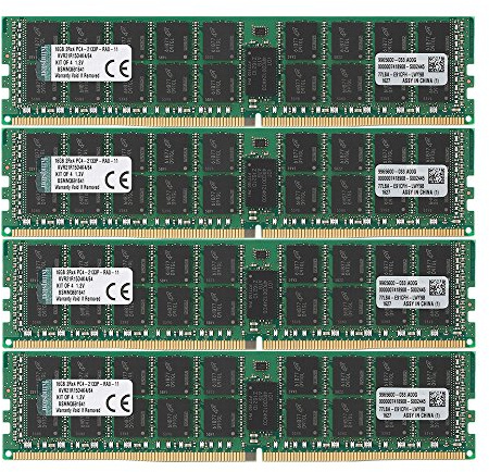 Kingston KVR21R15D4K4/64 RAM 64 GB 2133 MHz DDR4 ECC Registered CL15 DIMM Kit (4 x 16 GB) 288-Pin, Green