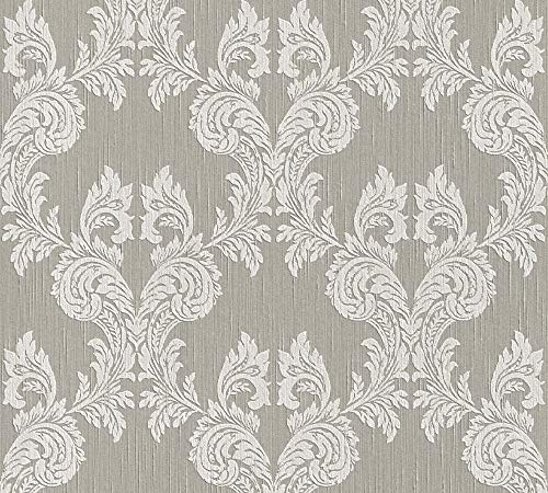 A.S. Création Architects Paper Textiltapete Tessuto Tapete mit Ornamenten barock 10,05 m x 0,53 m beige grau Made in Germany 956306 95630-6