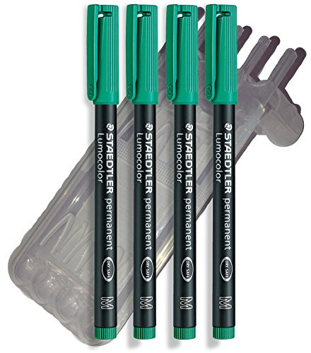 Staedtler Feinschreiber Universalstift Folienstift | Lumocolor permanent, Staedtler Box (4er Pack M Spitze, Grün)