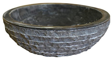 Océan Line Vasque ronde à poser en marbre noir, Marmo 40×40×15 cm