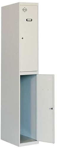 Simon Rack Casier Vestiaire Metallique, 2 Portes, Comprend la Clé, 1800x300x500 mm, Gris - Simonlocker