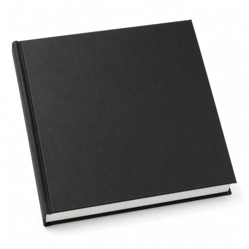 Jumbo-Platz Schwarzes Tuch Skizzenbuch - 25 x 25 cm - 190 Seiten / 95 Blatt. - 140 gsm All-Media Zeichnung Papier, Säurefrei und Groß für Zusätzliche Nassfestigkeit
