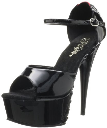 Pleaser Delight-660Fh, plattformspumpar för kvinnor, Black Black Red - 8 UK