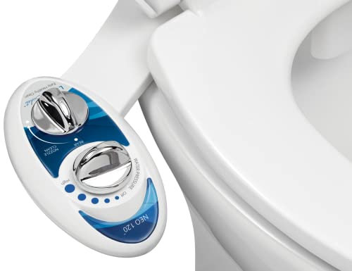 Luxe Bidet Neo 120 – Selbst Reinigung – Frische, Wasser ohne Elektrik Mechanische Bidet WC-Aufsatz (blau und weiß)