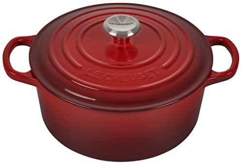 Le Creuset Colección Signature Hierro Fundido Cacerola Redonda, Rojo (Cereza), 22 cm