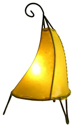 orientale lampada a stelo marokkanische Henna lampada Pelle lampada da tavolo lampada da terra piantana Orient tissir N. 40, Gelb, Durchmesser x Höhe: ca. 20 cm x ca. 40 cm, E14