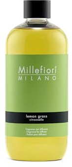 Millefiori 7RELG citrongräs påfyllningsflaska 500 ml för rumsdoft, diffuser natural, plast, gul, 8,1 x 6,5 x 17,7 cm