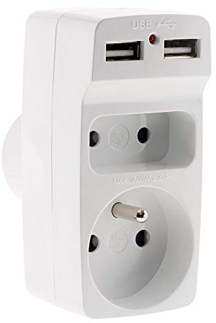 Multiprise biplite 2P 6A + 2P+T 16A + Chargeur USB - Zenitech
