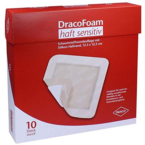 DRACOFOAM Haft sensitiv Schaumst.Wund.12,5x12,5 cm 10 St
