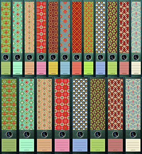 File Art - Ordnerrücken Design Etiketten - Motiv Pattern für 8 breite + 12 schmale Aktenordner als Kollektion FA-AJ321+322+607+608