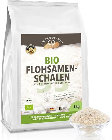GOLDEN PEANUT Bio Flohsamenschalen 95% ballaststoffreich Backzutat 1kg