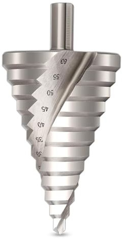 Large Step Drill Bit, CYLBAQ HSS Spiral Step Drill Bits For Metal,Titanium High Speed Steel 6-60MM Step Cone Cutter Multiple Hole Drilling Cone Drill Bit Stepped Up Bits For DIY Lovers