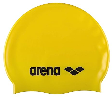 arena Klassisk silikon badmössa, unisex, arena klassisk silikon JR ungdom badmössa, gul/svart ungdom
