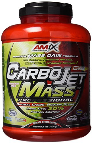 AMIX - Complemento Alimenticio - Carbojet Mass Professional - Carbohidratos y Proteínas para Aumentar la Masa Muscular - Concentrado Proteína de Suero - Recuperador Muscular - Frutas del Bosque - 3 KG
