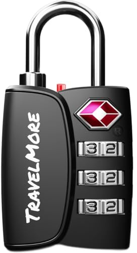 Cadenas TSA avec Indicateur d’Ouverture – pour Valise, Bagage Cabine, Sac à Dos – Acceptés pour les Voyages en Avion – Lot de 1, Noir