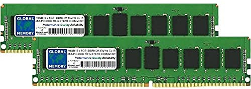 GLOBAL MEMORY 16Go (2 x 8Go) DDR4 2133MHz PC4-17000 288-PIN ECC ENREGISTRÉ DIMM (RDIMM) MÉMOIRE RAM KIT pour SERVEURS/WORKSTATIONS/Cartes Meres (2 Rank KIT CHIPKILL)