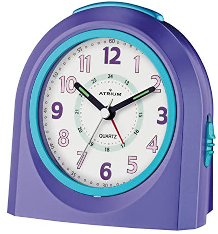 Atrium Kinder Wecker Analog Quarz mit Licht und Snooze Lila Violett Türkis A921-8