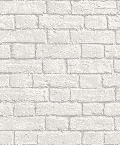 Coloroll Glitter Brick White Wallpaper M1038 - Faux Wall Glitter Morta