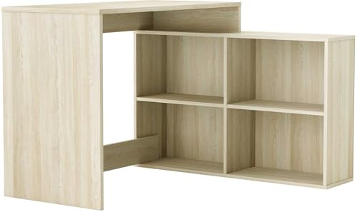 Bureau d’angle Droit ou Gauche Corner avec Rangement - Chêne Clair Chaleureux – Robuste et Fonctionnel - 111,9x100,7x76,7 cm