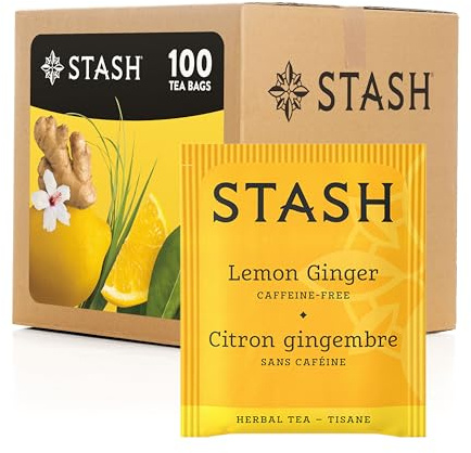 Stash Tea Lemon Ginger Herbal Tea Box of 100 Tea Bags