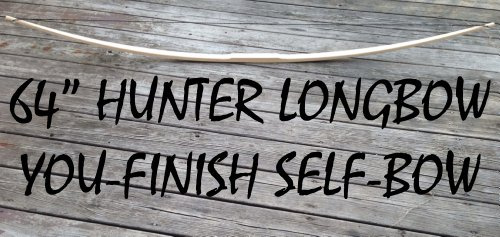 FOXCUP 64 You-Finish Traditional Hickory Longbow! Competition or Hunting Bow! Wood Archery!
