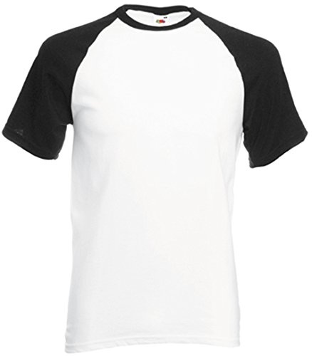 Fruit of the Loom Baseball T-Shirt, Weiß / Schwarz, Gr.M