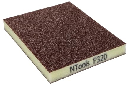 NTools GSD Spugne Abrasive Grana 320 – Set da 20 Pezzi | Spugna Abrasiva per Legno, Plastica e Metalli, Vernici e Primer, per Carteggiatura Manuale, Uso a Secco e a Umido