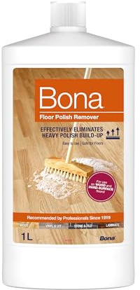 Bona Grundreiniger Polish Remover 1L, Pflegemittel Entferner für Parkett | Rückstandsfreier Bodenreiniger für Holzboden, Vorbereitung Bodenreinigung, 40-50m² Reichweite