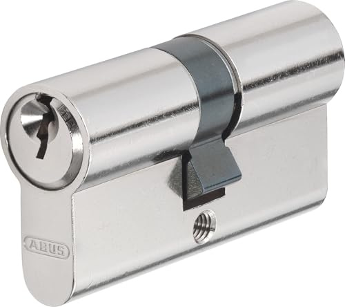 ABUS E5N30/80 Cylindre de Serrure 30 x 80 mm – Cylindre Européen de Sécurité en Laiton Nickelé – Haute Protection pour Portes d’Entrée – Profil Européen – Installation Facile